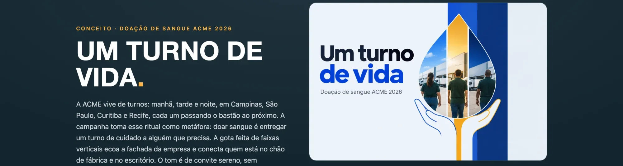 Conceito da campanha de doação de sangue: título, defesa do conceito e o key visual